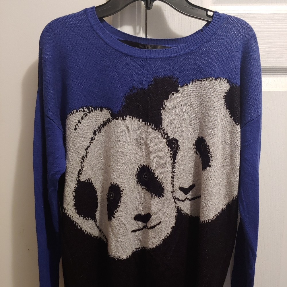 KENSIE Women's pullover Two Panda Bear Graphic Sweater